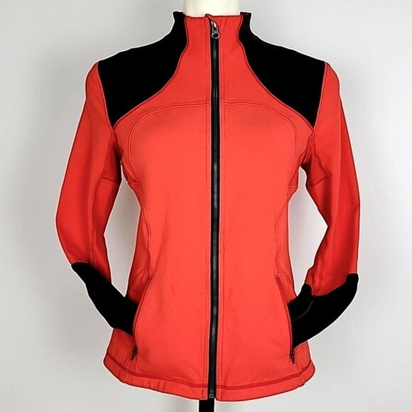 Lululemon Forme Jacket Brushed Love Red Deep Coal Stretch Size 10 - Picture 5 of 16